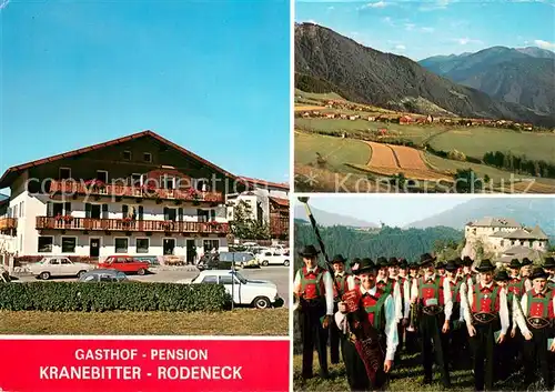 AK / Ansichtskarte Rodeneck_Italien Gasthof Pension Kranebitte Landschaftspanorama Trachtengruppe Rodeneck Italien