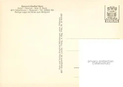 AK / Ansichtskarte Schollbrunn_Spessart Spessart Gasthof Benz Schollbrunn Spessart