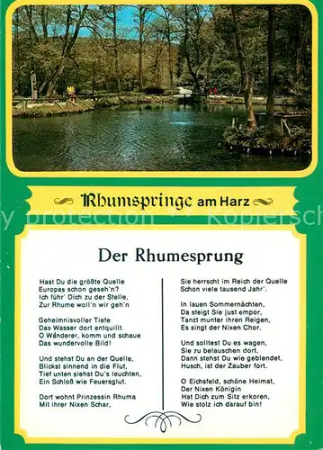 AK / Ansichtskarte Rhumspringe Der Rhumesprung Quelle Gedicht Rhumspringe