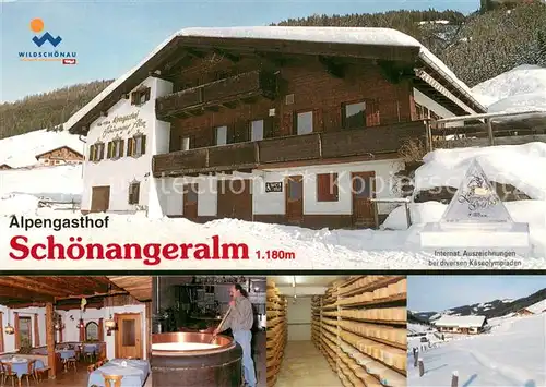 AK / Ansichtskarte Auffach Alpengasthof Schoenangeralm Kaeseherstellung Winterimpressionen Auffach