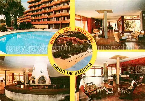 AK / Ansichtskarte Bahia_de_Alcudia Hotel los Principes Foyer Kamin Swimming Pool Bahia_de_Alcudia