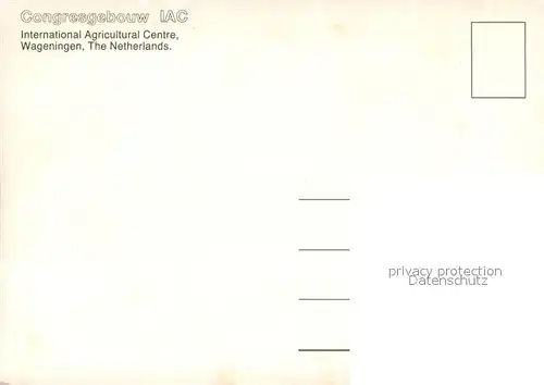 AK / Ansichtskarte Wageningen Congresgebouw IAC Int. Agricultural Centre Hotel Lounge Bar Conferentie Zaal Restaurant Wageningen