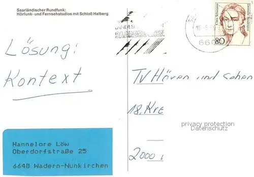 AK / Ansichtskarte Brebach Saarlaendischer Rundfunk Studios mit Schloss Halberg Brebach