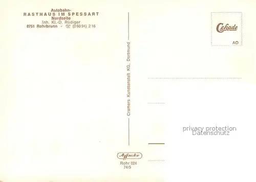 AK / Ansichtskarte Rohrbrunn Autobahn Rasthaus im Spessart Winterabend Rohrbrunn