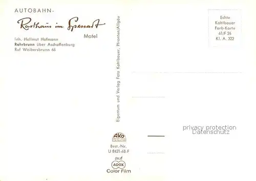 AK / Ansichtskarte Rohrbrunn Autobahn Rasthaus im Spessart Motel Wildschweine Hirsche Karikaturen Rohrbrunn