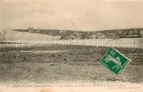AK / Ansichtskarte Criel_Plage Falaises Chalets et les Hotels vue prise de la mer Criel_Plage