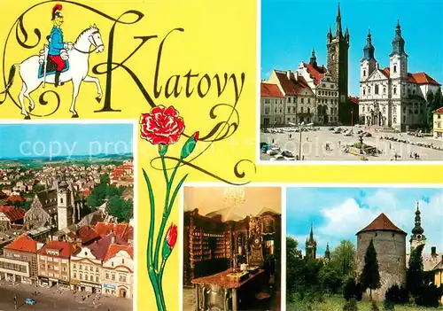 AK / Ansichtskarte Klatovy_Klattau_CZ Marktplatz Jesuitenkirche Altstadt Turm 