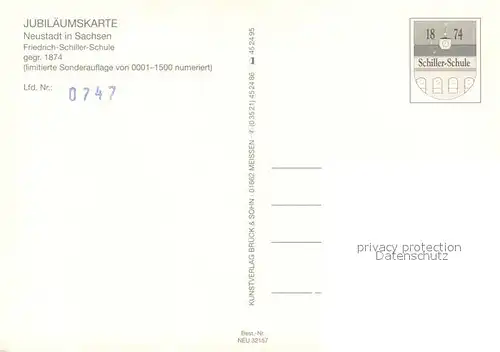 AK / Ansichtskarte Neustadt_Sachsen Friedrich Schiller Schule Zerstoerung 1945 Schule um 1900 Schule mit Sternwarte 1960 Ansicht 1999 Neustadt_Sachsen