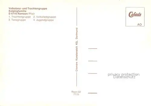 AK / Ansichtskarte Ramsen_Pfalz Volkstanz Trachtengruppe Tanzgruppe Volksliedgruppe Jugendgruppe Ramsen Pfalz