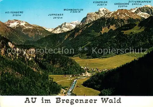 AK / Ansichtskarte Au_Bregenzerwald Vorarlberg mit Bergpanorama Fliegeraufnahme Au_Bregenzerwald