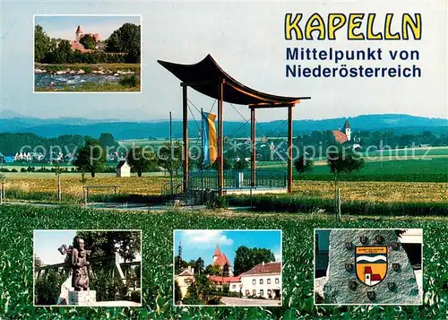 AK / Ansichtskarte Kapelln Panorama Max Schubert Warte Perschling mit Pfarrkirche Hl Petrus Ortsmitte Gemeindestein Ortswappen Kapelln