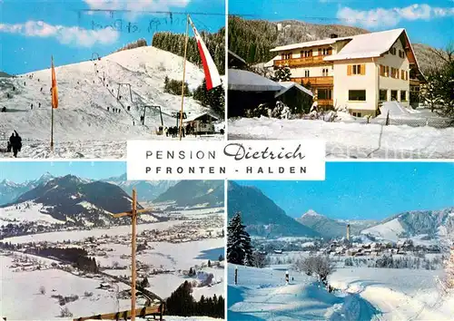 AK / Ansichtskarte Halden_Pfronten Pension Dietrich Winterpanorama Halden Pfronten