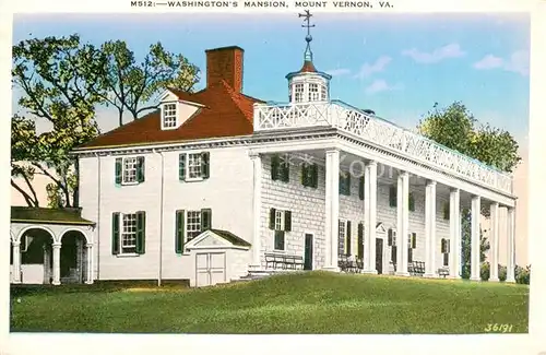 AK / Ansichtskarte Mount_Vernon_Virginia Washingtons Mansion Illustration 