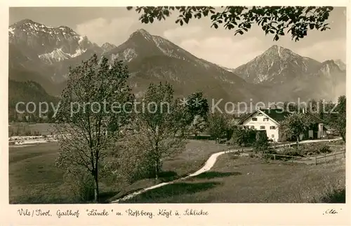 AK / Ansichtskarte Vils_Tirol Ausflugsgaststaette Laende mit Rossberg Koegl und Schlicke Tannheimer Berge Vils_Tirol