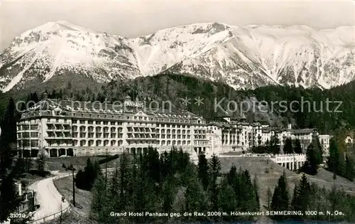 AK / Ansichtskarte Semmering_Niederoesterreich Grand Hotel Panhans gegen die Rax Semmering