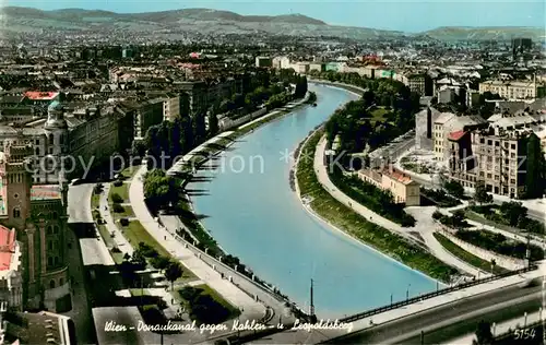 AK / Ansichtskarte Wien Donaukanal gegen Kahlen  und Leopoldsberg Wien