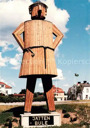 AK / Ansichtskarte oesterbymo_Sweden Jaetten Bule Lions traskulptur vid infarten 