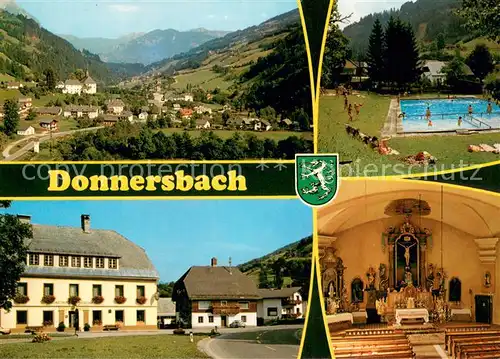 AK / Ansichtskarte Donnersbach Panorama Freibad Hotel Kirche Inneres Donnersbach