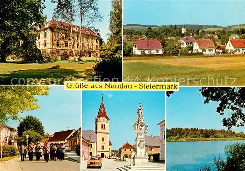 AK / Ansichtskarte Neudau_Steiermark Schloss Panorama Siedlung Ortsbild Kirche Teichmotiv Neudau_Steiermark