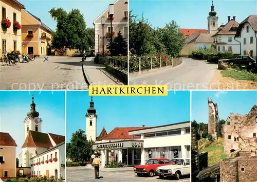 AK / Ansichtskarte Hartkirchen_Eferding Ortspartien Kirche Raiffeisenkasse Hartkirchen Eferding