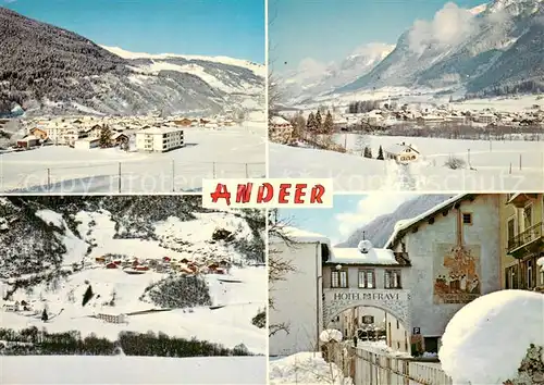 AK / Ansichtskarte Andeer_GR Winterpanorama Clugin bei Andeer Dorfeingang Andeer_GR