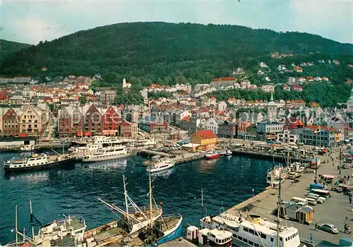 AK / Ansichtskarte Bergen_Norwegen Vagen med torget Hafen Bergen Norwegen