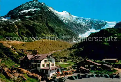 AK / Ansichtskarte Sustenpass Steingletscher Hotel mit Gletscher und Sustenhoerner Sustenpass