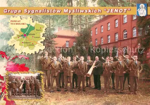 AK / Ansichtskarte Tuchola Grupa Sygnalistow Mysliwskich Jenot przy Zespole Szkol Lesnych i Agrotechnicznych w Tucholi Tuchola