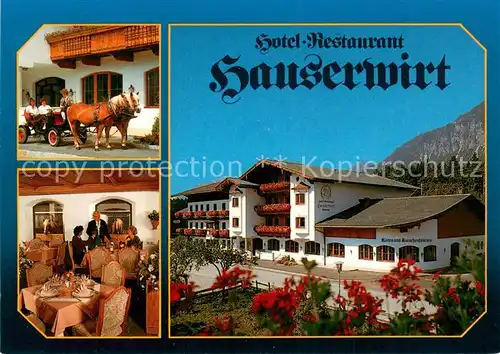 AK / Ansichtskarte Muenster_Tirol Hotel Restaurant Hauserwirt Pferdekutsche Gaststube Muenster_Tirol