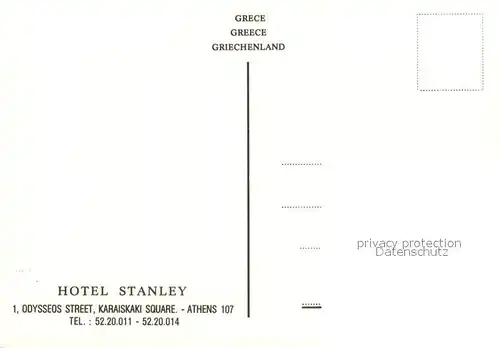 AK / Ansichtskarte Athen_Griechenland Hotel Stanley Athen_Griechenland