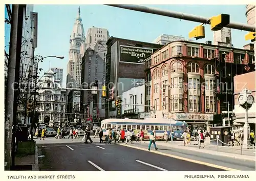 AK / Ansichtskarte Philadelphia_Pennsylvania Twelfth and Market Streets Downtown City Hall Philadelphia_Pennsylvania