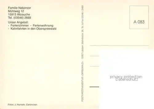 AK / Ansichtskarte Altzauche Gaestehaus Pension Nakonzer Kahnfahrt Wasserstrasse Altzauche