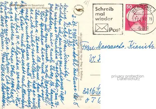 AK / Ansichtskarte Werdohl Gesamtansicht vom Risei aus Werdohl