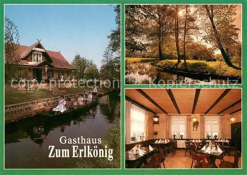 AK / Ansichtskarte Burg_Spreewald Gasthaus zum Erlkoenig Wasserstrasse Kahnfahrt Burg Spreewald