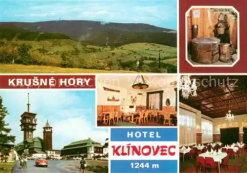 AK / Ansichtskarte Jachymov_Sankt_Joachimsthal Krusny Hory Berghotel Klinovec Restaurant Aussichtsturm Landschaftspanorama Erzgebirge 