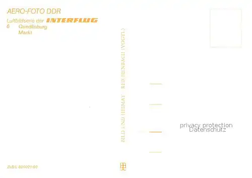 AK / Ansichtskarte Quedlinburg Markt Kirche Luftbildserie der Interflug Quedlinburg