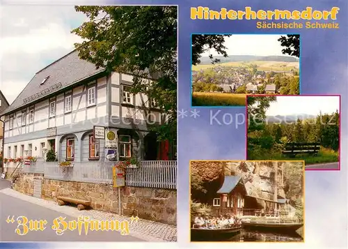 AK / Ansichtskarte Hinterhermsdorf Gasthof Pension Zur Hoffnung Landschaftspanorama Hinterhermsdorf