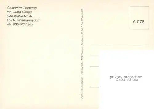 AK / Ansichtskarte Wittmannsdorf Bueckchen Gaststaette Dorfkrug Wittmannsdorf Bueckchen