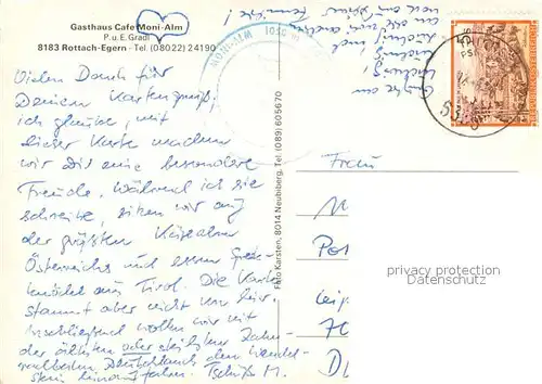 AK / Ansichtskarte Rottach Egern Berggasthof Moni Alm See Landschaftspanorama Rottach Egern