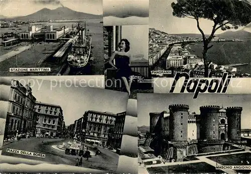 AK / Ansichtskarte Napoli_Neapel Stazione Marittima Panorama Piazza della Borsa Maschino Angioino Napoli Neapel