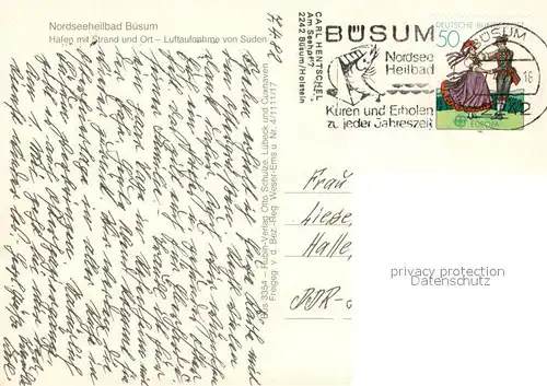 AK / Ansichtskarte Buesum_Nordseebad Hafen mit Strand und Ort Fliegeraufnahme Buesum_Nordseebad