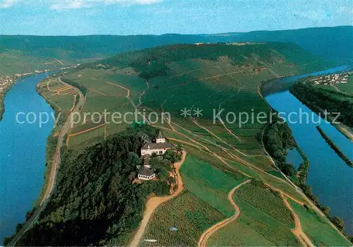 AK / Ansichtskarte Alf_Bullay_Mosel Moselschleife mit Jugendburg Marienburg und Bergcafe Ehem Augustiner Frauenkloster Fliegeraufnahme Alf_Bullay_Mosel