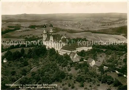 AK / Ansichtskarte Ellwangen_Jagst Wallfahrtskirche und Exerzitienhaus Schoenenberg Fliegeraufnahme Ellwangen_Jagst