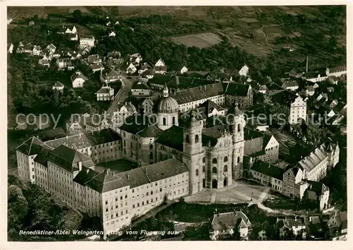 AK / Ansichtskarte Weingarten_Wuerttemberg Benediktiner Abtei Fliegeraufnahme Weingarten Wuerttemberg