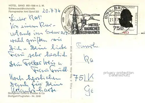 AK / Ansichtskarte Sand_Buehl Hotel Sand Fliegeraufnahme Sand_Buehl