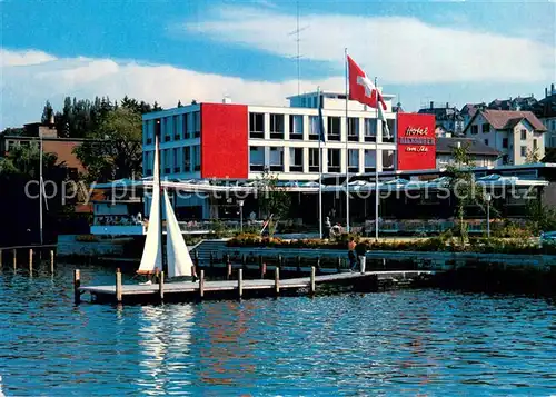 AK / Ansichtskarte Thalwil_ZH Hotel Restaurant Alexander am See Terrasse Bootssteg 