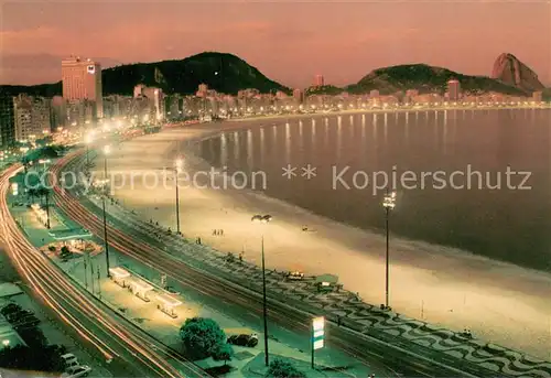 AK / Ansichtskarte Rio_de_Janeiro Night view of Atlantica Avenue Copacabana Leme with Sugar Loaf Rio_de_Janeiro