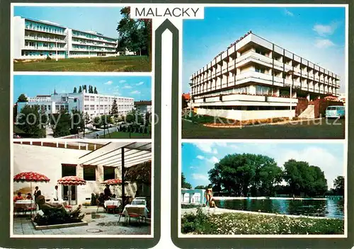 AK / Ansichtskarte Malacky Poliklinika ZDS Hotel Zahoran Atrium hotela Kupalisko Malacky