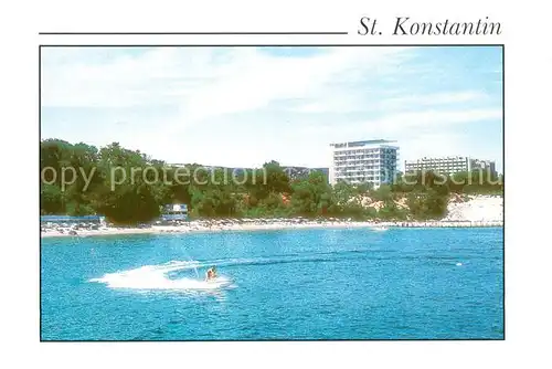AK / Ansichtskarte St_Konstantin Strand Rubin Hotel Motorboot 