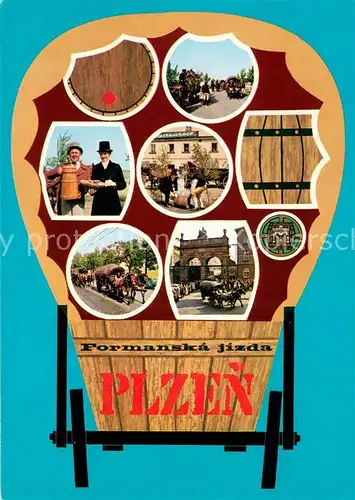 AK / Ansichtskarte Plzen_Pilsen Historicka formanska jizda Planwagen Historisches Fest Plzen Pilsen